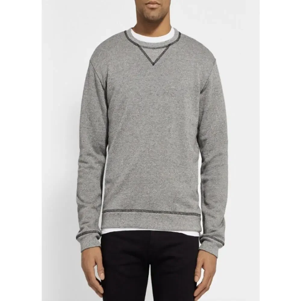 Mens Maison Margiela Wool Blend Leather Elbow Patch Crew Neck Sweatshirt Size 50